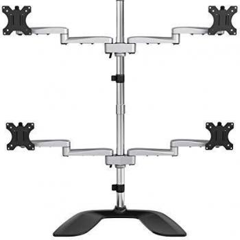 Stand Multischermo con Bracci Articolati in Acciaio e Alluminio, per Fino a Quattro Monitor da 27