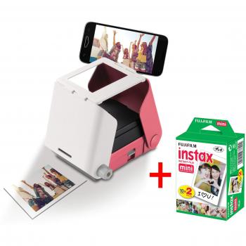 KiiPix Kit Stampante fotografica per Smartphone con pellicola Fujifilm Instax Mini (20 foto), Rosa