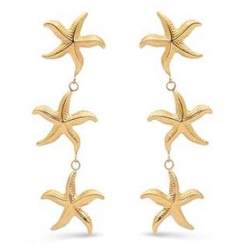 Pendientes Estrella Triple en Acero Baño Oro