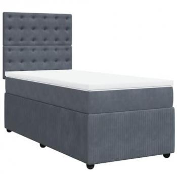 VidaXL Samt Boxspringbett Dunkelgrau 90x200 cm mit Matratze