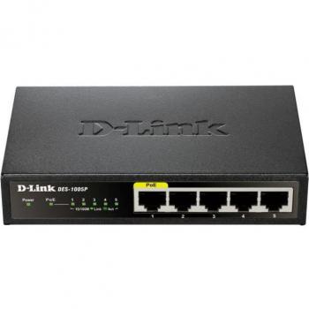 D-Link DES-1005P 5-Port Fast Ethernet PoE Unmanaged Desktop Switch