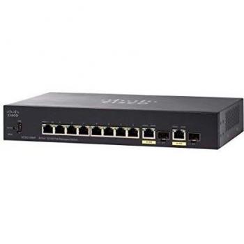 Cisco SF352-08MP con 8 porte 10/100 max più PoE di 128 W, 2 porte Gigabit Ethernet (GbE) combinate SFP, protezione limitata a vita (SF352-08MP-K9-EU)
