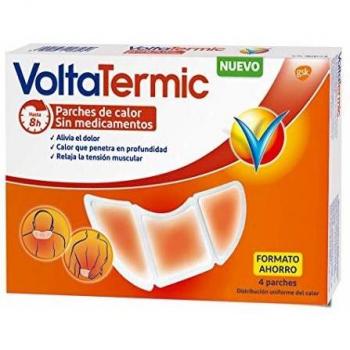 VoltaTermic, Parches de Calor, Alivio del Dolor 24 Horas, sin Medicamentos, 4 Parches Semicirculares