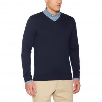 Scalpers V Neck: Navy, Jersey para Hombre, Azul (Navy), XL