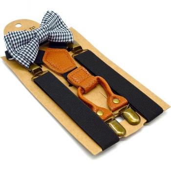 Corbata con clip y tirantes para niños, incluye 4 pinzas