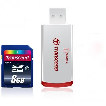 Scheda Transcend TS8GSDHC10-P2 8 GB SDHC con lettore RDP2
