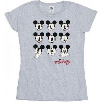 Camiseta de Algodón para Mujer Mickey Mouse Caras Múltiples