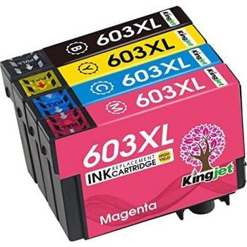 Kingjet 603 XL Cartucce d'inchiostro Compatibili per Epson 603XL 603 per Expression Home XP-2100 XP-2105 XP-3100 XP-3105 XP-4100 XP-4105 WorkForce WF-2810 WF-2830 WF-2835 WF-2850 (4 Pezzi)