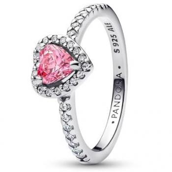 Anillo Corazón Rosa Elevado en Plata de Ley para Mujer