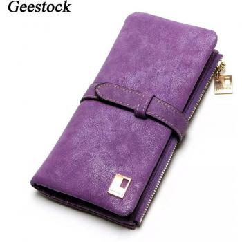 Bolso Largo de Ante con Doble Pliegue y Cremallera para Mujer