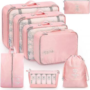 Set de 8 Bolsas de Almacenamiento Rosa para Maleta