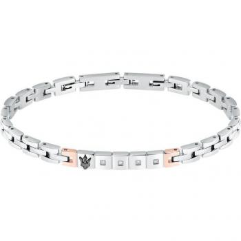 Maserati Pulsera para Hombre en Acero, Diamantes, Negro, PVD Oro Rosa, Colección Diamantes