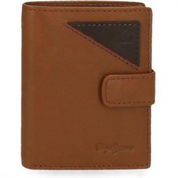 Pepe Jeans. Cartera de piel Striking Beige con cierre de clic