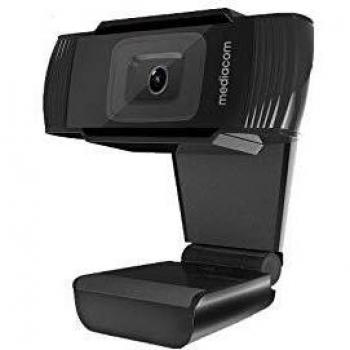MEDIACOM Webcam Full HD 1920x1080 Microfono Integrato, per Video Chat, Zoom, Skype Compatibile con Windows e Mac