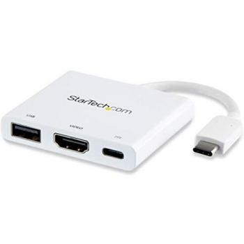 StarTech.Com Adatator Multifunzione USB-C a HDMI 4K con Power Delivery e Porta USB-A, Adatator da Viaggio USB Type-C a HDMI, Bianco