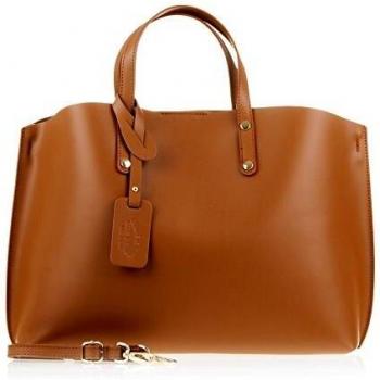 Bolso de Mujer Firenze Artegiani en Piel auténtica, Acabado Tamponato, Forma Shopper, 40 cm, Cuero