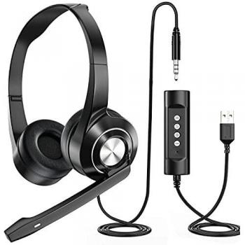 NIUQIGE Cuffie PC USB 3,5 mm Ultra Comfort Stereo