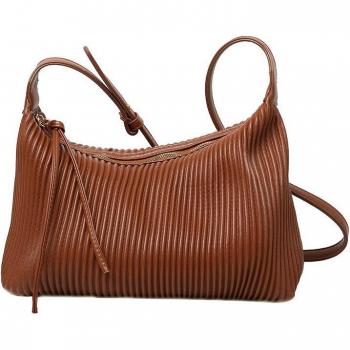 Bandolera de cuero vegano para mujer con diseño a rayas