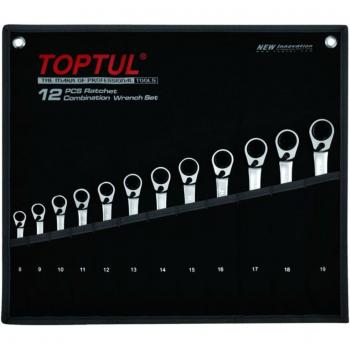TOPTUL GPAQ1203 Juego de llaves poligonales y boca trinquete 12 piezas