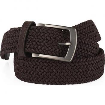 Cinturón elástico para hombre Jaslen 501105, cinturón de metal, ideal para uso diario, color marrón, elegante y ajustable