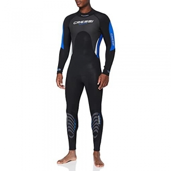 Cressi Morea Man Monopiece Wetsuit 3mm Traje de Buceo Neopreno para los Hombres, Negro/Azul/Plata, M/3