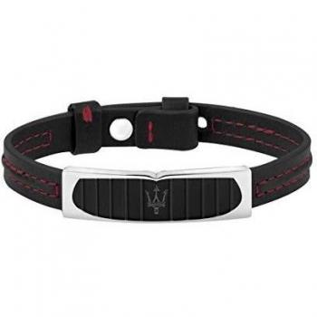 Pulsera para hombre, Colección Prestige, longitud 25 cm, en acero, PVD negro y cuero
