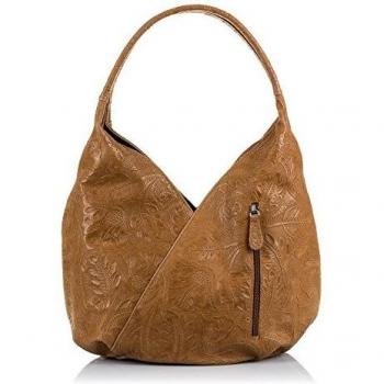 Donia Bolso de Hombro Mujer Piel auténtica Gamuza Grabado Arabesco