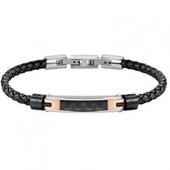 Morellato Pulsera Hombre Moody Cuero IP Negro Acero Fibra Carbono
