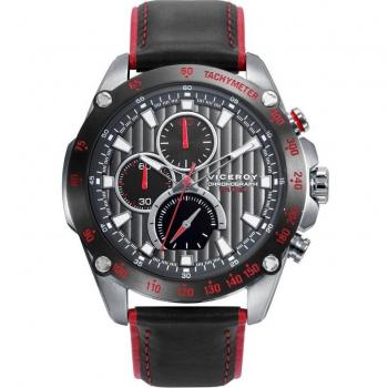 Reloj Viceroy Hombre Analógico Cuarzo Acero Inoxidable Cronógrafo Correa Negra Borde Rojo