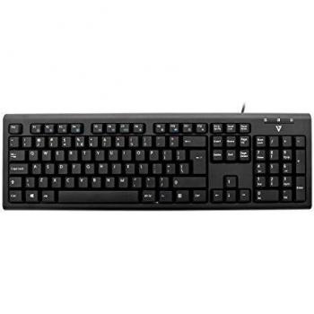 V7 USB Keyboard with PS2 Adapter – UK – Keyboard (Standard, Wired, USB, Mechanical Switch, QWERTY, Black)