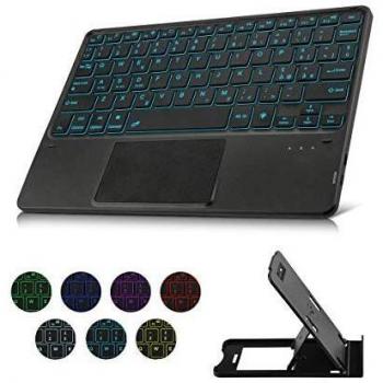 KOOCHUWAH Tastiera K08 Wireless Ultra Magro con Touchpad QWERTY Italiana Retroilluminata per iOS/Android/Windows