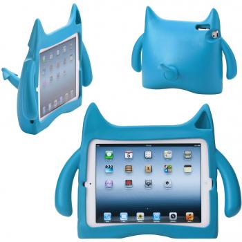 Custodia Stand Mostro Blu con Coda per iPad (iPad 4/3/2) – Silicona Resistente agli Urti