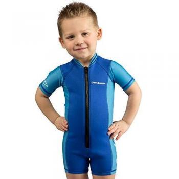 Cressi Shorty Kid Monoshort Infantil en Neopreno de 1.5/2mm de Mangas Cortas, Unisex niños, Azul/Azul Claro, L (4 Años)