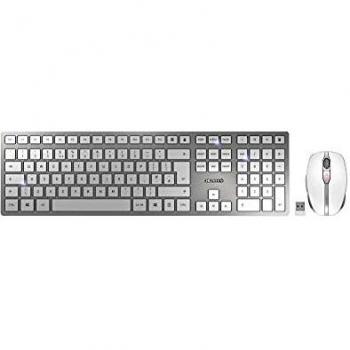 Cherry DW 9100 Slim Tastiera Mouse Incluso Universale RF Senza Fili + Bluetooth QWERTY Inglese UK Argento