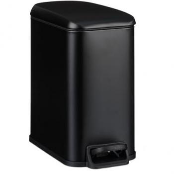 Cubo Relaxdays Negro 5L – Papelera con Tapa Suave y Pedal