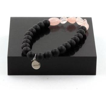 Pulsera de Cuarzo Rosa y Ónix Negro Mate 8 mm