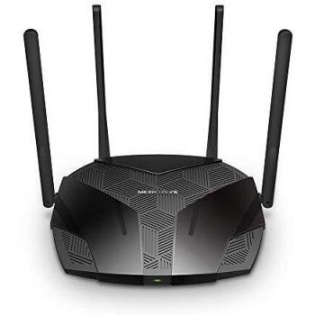 TP-Link Mercusys MR80X WiFi 6 Router Dual-Band AX3000Mbps, 4 Porte Gigabit, 2402Mbps su 5 GHz e 574 Mbps su 2,4 GHz, MU-MIMO, Beamforming, QoS, WPA3, Nero