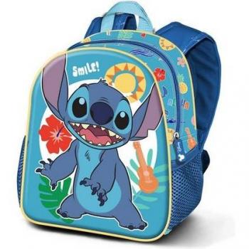 Mochila Infantil 3D Stitch Azul 30x25cm