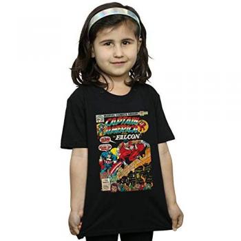 Camiseta de algodón con portada cómica Marvel Girls Captain América y Falcón