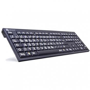 Tastiera LogicKeyboard XL Print USB QWERTZ Cablata Nera 1,5 m