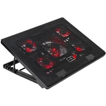 Mars Gaming MNBC2 Dissipatore per PC, 5 ventole, Illuminazione rossa, 2 porte USB 2.0, Dimensione schermo: 17,3''', Colore: Nero