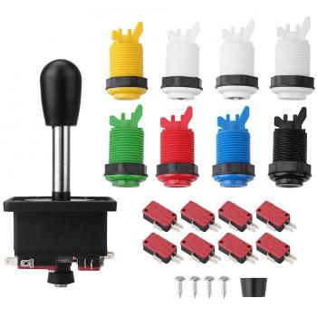 MoPei Arcade Games Accessories Kit with 1 Joystick, 8 Microswitch, 8 Push Buttons (1P 2P buttons & 6pcs Color Buttons) DIY for Arcade Video Game Multicade MAME Jamma Game