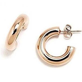 Pendientes Pertegaz colección Criollas 20mm aros gruesos lisos tono rosado cierre presión