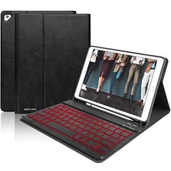 Custodia Tastiera iPad 2018 con Slot per Penna e Tastiera Italiano Retroilluminata Bluetooth Removibile per iPad 2018 (6th Gen)/iPad 2017/iPad pro 9.7/iPad Air 2/1 (Nero-illuminata)
