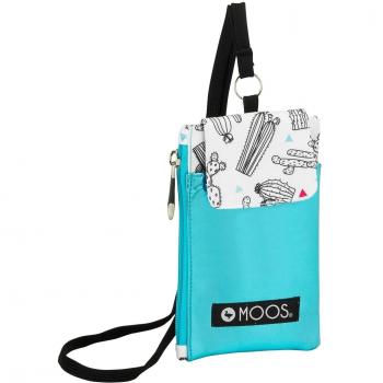 Monedero Cactus Safta en Blanco y Azul Celeste