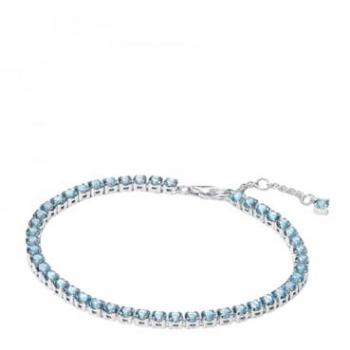 Brazalete de tenis azul claro con brillo plateado – 18 cm