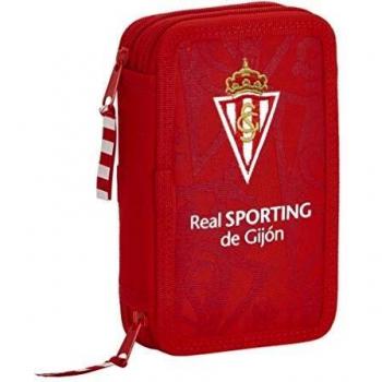 Estuche Escolar SPORTING GIJON Doble 28 Piezas 12,5 x 19,5 x 4 cm