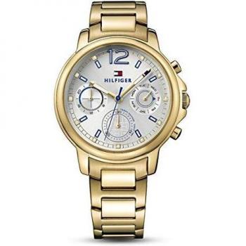 Tommy Hilfiger Reloj Analógico de Cuarzo multifunción para mujer con Correa en Acero Inoxidable dorado