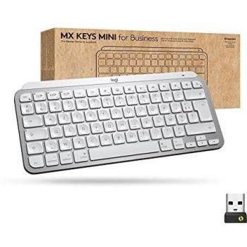 Logitech MX Keys Mini for Business tastiera RF senza fili + Bluetooth AZERTY Francese Alluminio, Bianco