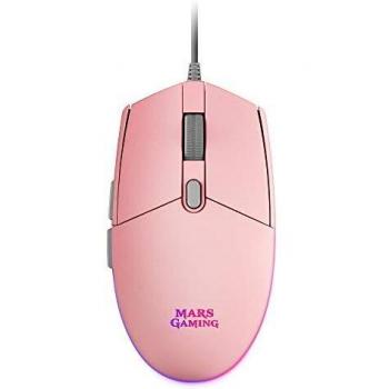 MARS GAMING MMG-P, Mouse Gaming Rosa, RGB Flow, Anti-scivolo, Mac / Windows / Linux